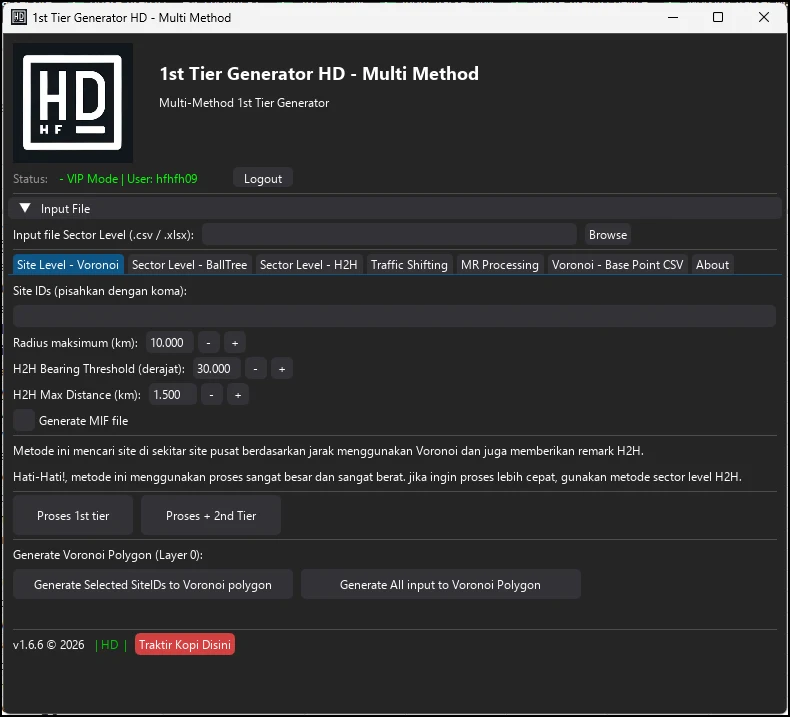 1st Tier Generator spatial analysis interface